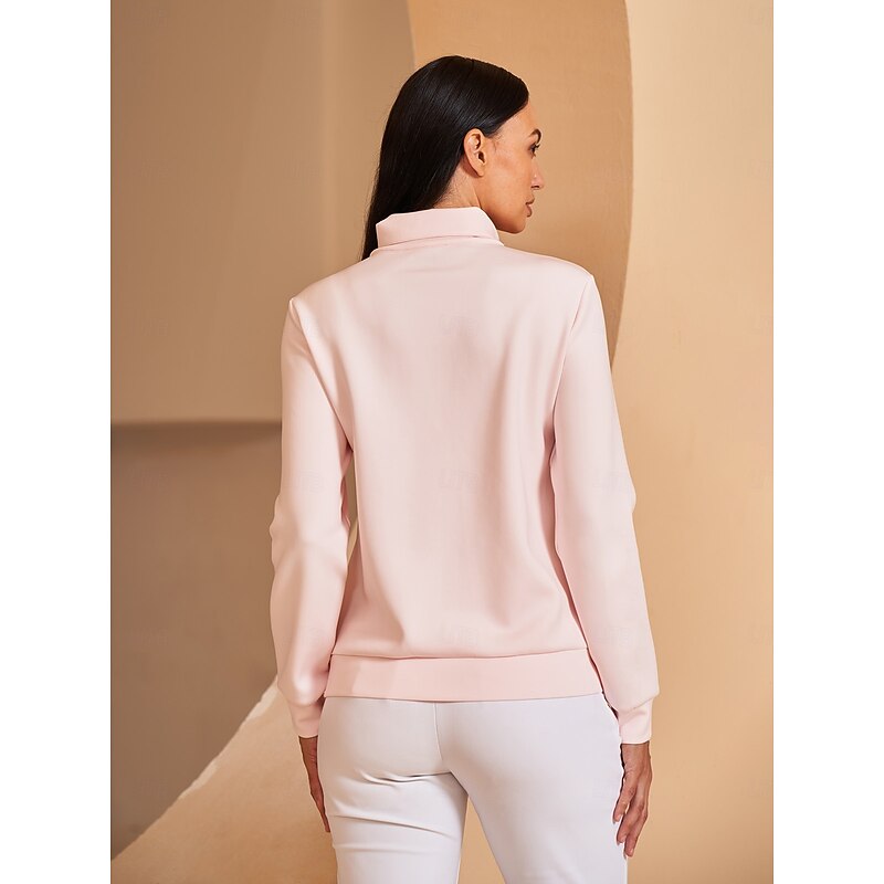 Women's Golf Pullover Sweatshirt Black White Pink Long Sleeve Top Ladies Golf Attire Clothes Outfits Wear Apparel2