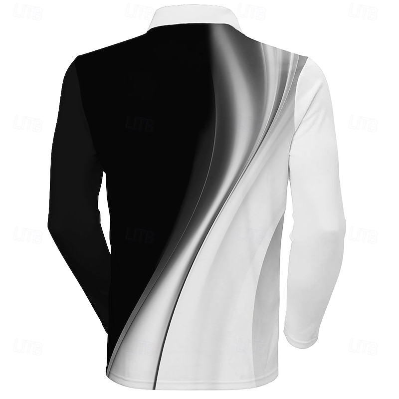 Men's Striped Golf Polos Shirts Long Sleeve Polo Shirts Collared Shirts Business Casual Formal Vacation Dailywear Buttons 3D Print Spring Fall Winter White Red Blue2