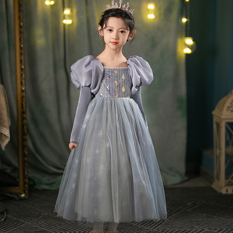 Frozen Princess Fairytale Elsa Flower Girl Dress Theme Party Costume (without LED Lights) Tulle Dresses Girls' Movie Cosplay Christmas Carnival New Year Performance Birthday Party