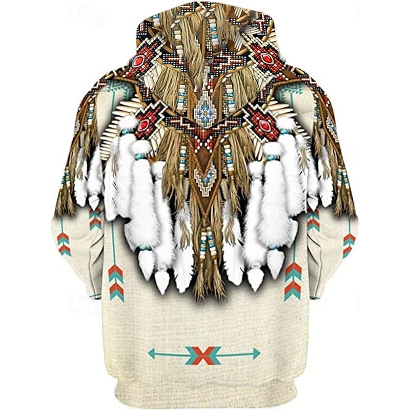 Men's Tribal Hoodie Hoodies Sweatshirt Vintage Ethnic Style Hooded Zipper section 1 Zipper 10 Designer2