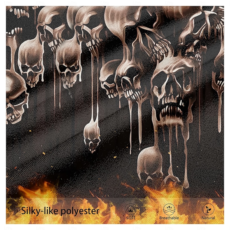 Day of the Dead Men's Skull Polo Shirts Golf Polos Shirts Short Sleeve Polo Shirts Collar Horror Vacation Party Evening Wear Dailywear 3D Print Buttons Summer Black3