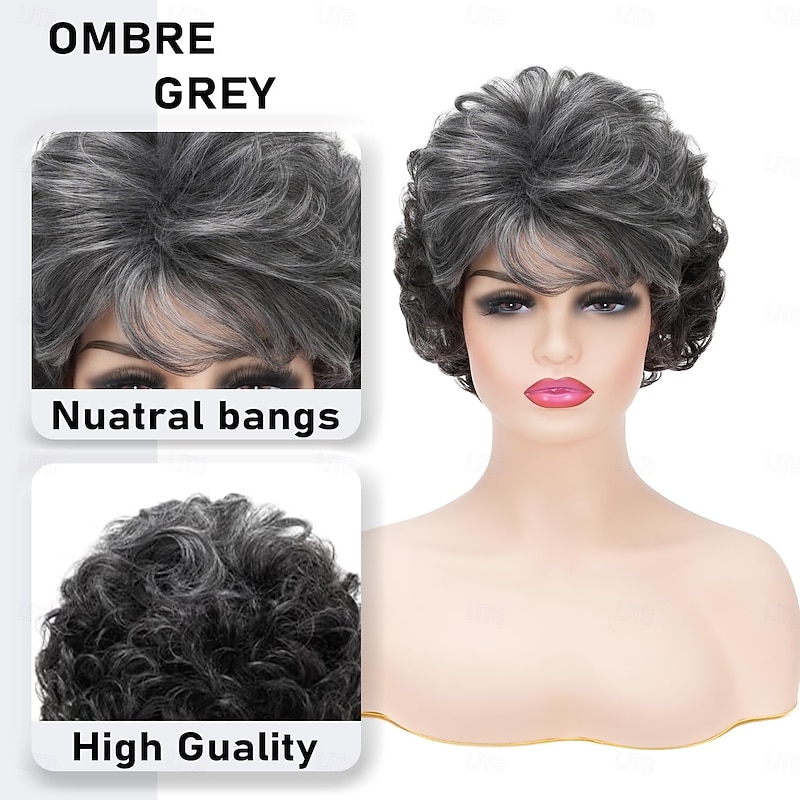 Short Wigs for Black Women Synthetic Natural Wavy Costume Cosplay Party Wig2