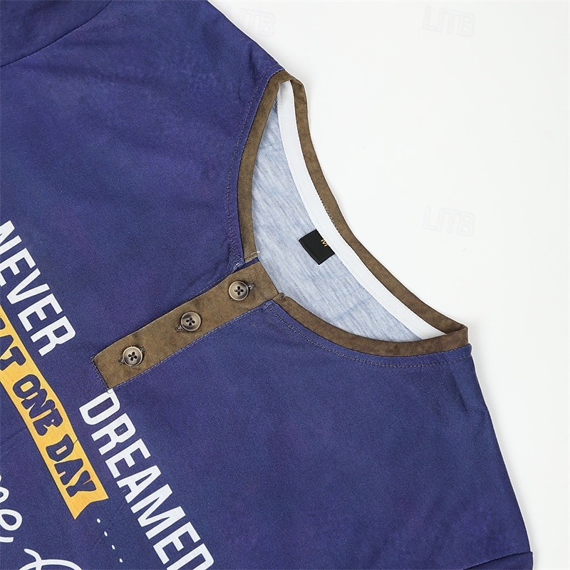 Men's Graphic Letter Henley Shirt Tee Grumpy Old Man T Shirt Short Sleeve 3D Print Fashion Designer Comfortable Outdoor Casual Daily Spring &  Fall Black Navy Blue Blue Brown Gray Henley Henley4