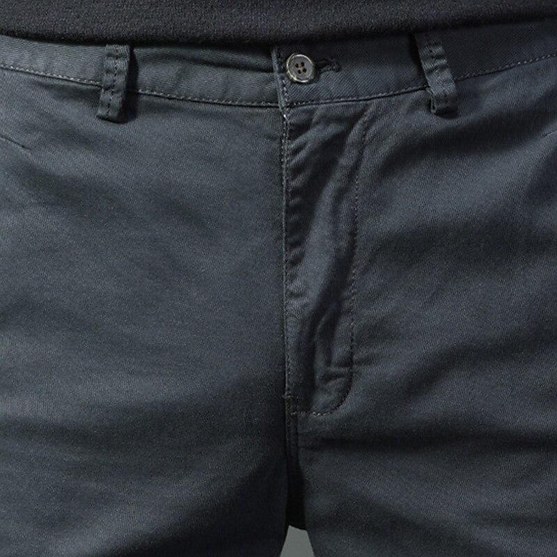 Men's Dress Pants Trousers Chinos Buttons Pocket Solid Color Comfort Formal Party Work Fashion Classic Style Black Khaki Micro-elastic3