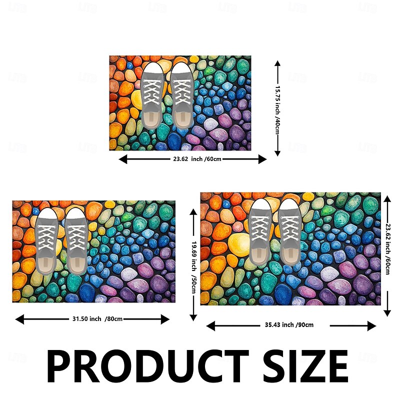 Pebble Bathroom Rug, Polyester Rectangle Door Mat, Super Absorbent, Non-Slip, Easy-to-Clean, Stain-Resistant Bath Mat3