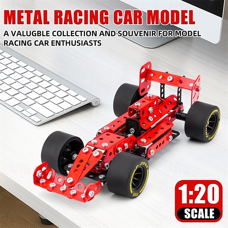 Building Kit Car Model 120 Scale Race Car Metal Model STEM Project Building STEM Projects Toys for Boys 8-12 Red Vehicle DIY Assembly Metal Model3