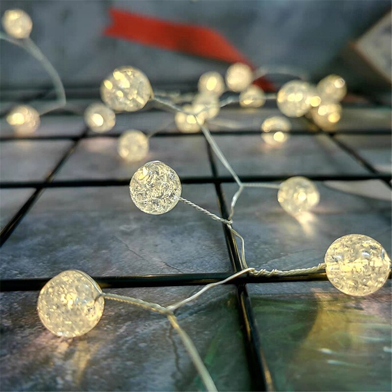 3m 100 LED Battery-Powered Fairy Ball Lights, Waterproof Outdoor Ball String Lights Garland for Christmas Tree, Garden, Festoon Xmas Decoration2