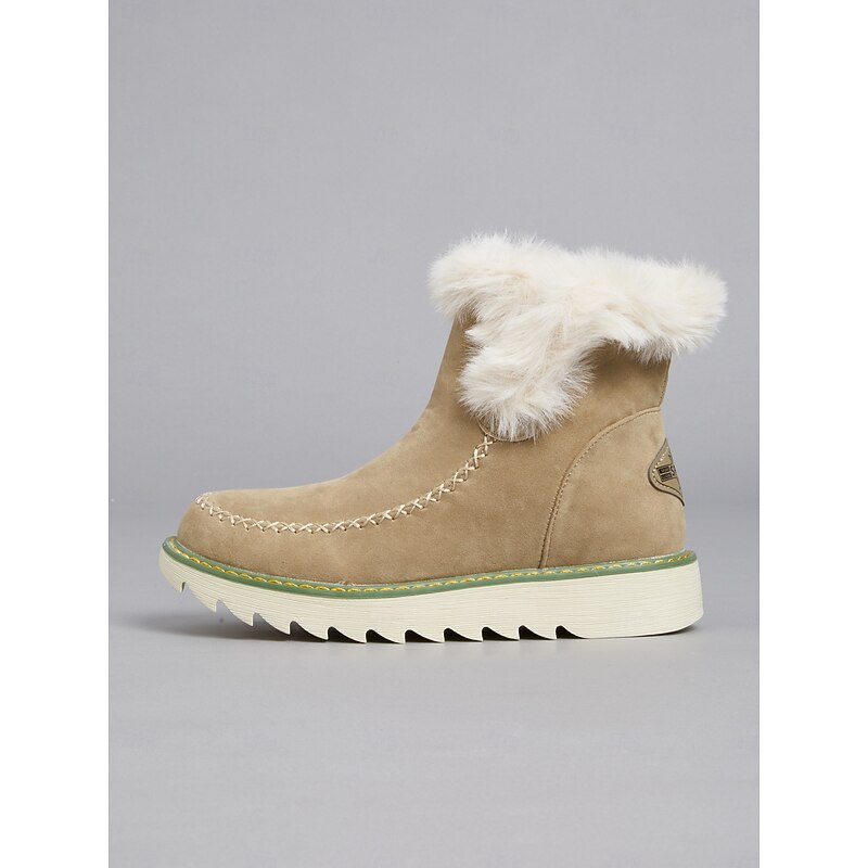 Women's Tan Faux Fur-Lined Winter Ankle Boots – Cozy Warmth with Non-Slip Sole for Cold Weather Style3