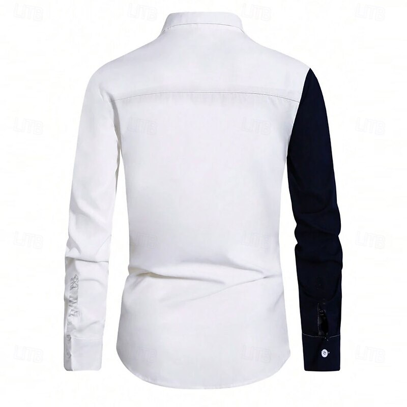 Men's Color Block Western Shirt Button Up Shirt Cowboy Shirt Long Sleeve Casual Outdoor Vacation Daily Fall Winter Spring & Summer Turndown Collared Shirts Button Up 3D Print White3
