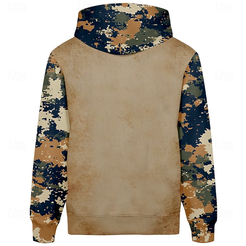 Men's Deer Hoodies Fashion Daily Long Sleeve Crew Neck Holiday Going out Streetwear Brown Drawstring Fall Winter Designer2