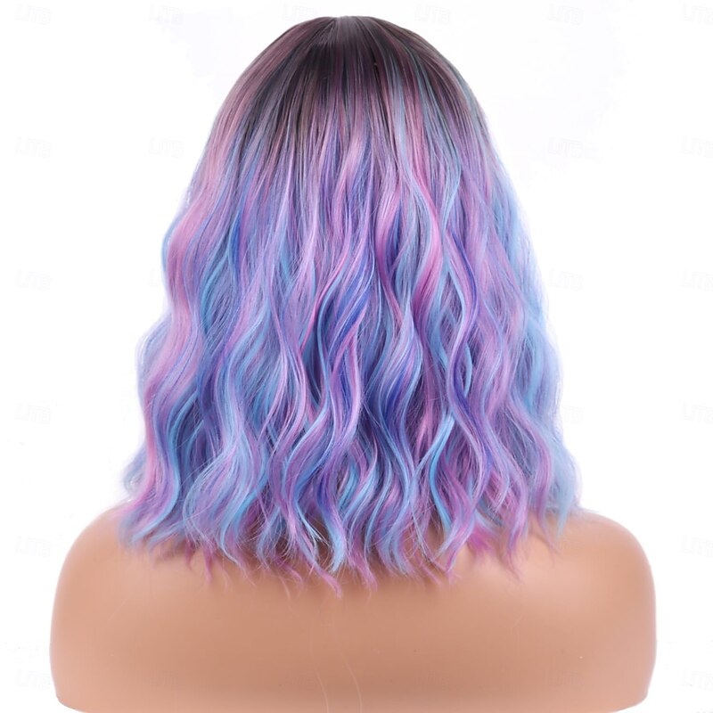 Wigs with Bangs Short Colorful Bob Wigs for Women Loose Wavy Wig for Women Girls4
