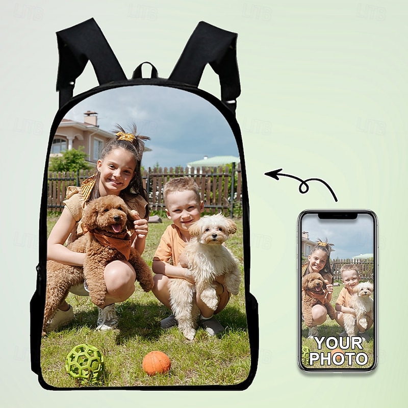 Custom Photo Backpack – Personalized School Bag with Family Picture Print, Unique Gift for Kids and Adults