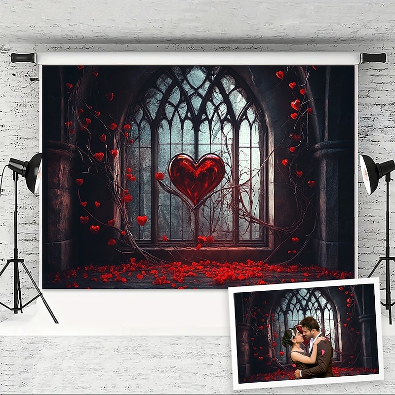 Wedding Decorations Backdrop Photograph Wall Hanging Large Tapestry Art Mural Decor Blanket Curtain Home Bedroom Living Room Decoration Heart Window View3