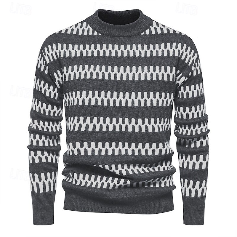 Men's Pullover Sweater Jumper Knit Sweater Ribbed Knit Regular Knitted Color Block Crew Neck Fashion Basic Daily Wear Date Clothing Apparel Fall & Winter Black Khaki M L XL4