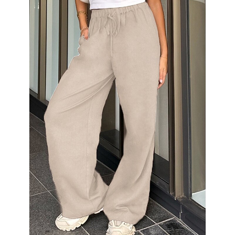 Women's Chinos Full Length Solid Color Light Yellow Khaki Spring &  Fall