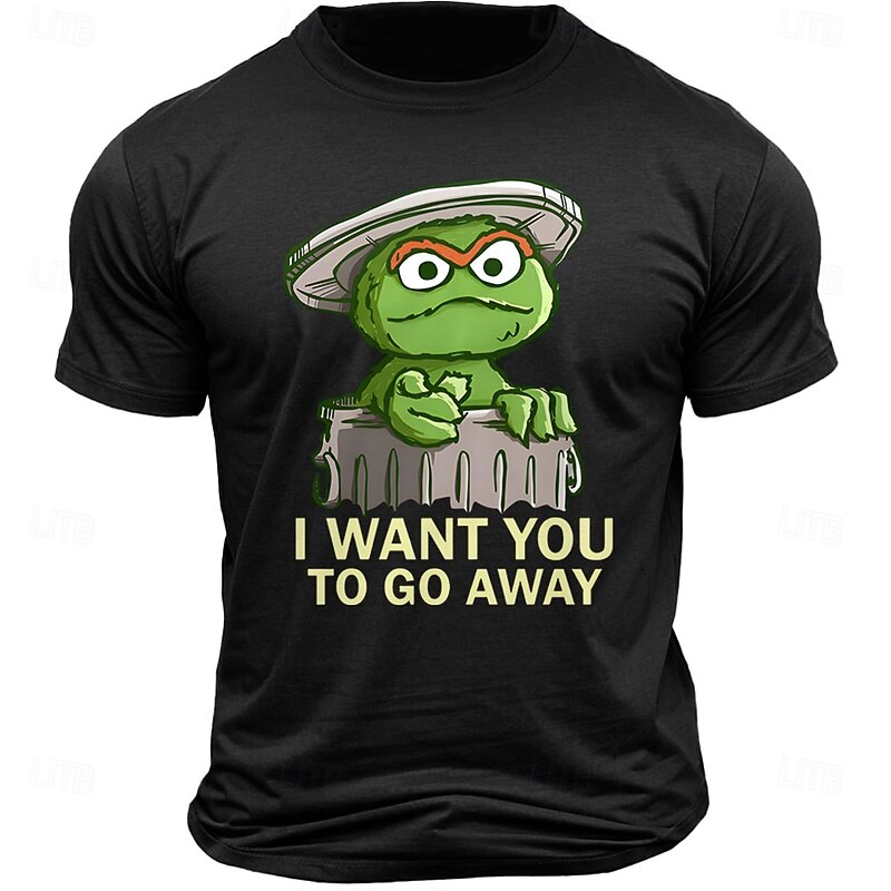 Men's Cartoon Letter Printed Monster T Shirt 100% Cotton Short Sleeve Graphic Shirt Black Deep Blue Army Green Comfortable Tee Vacation Street Fashion Designer Clothing4