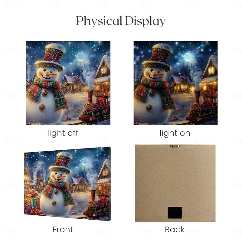 Christmas Snowman LED Canvas Wall Art LED Lighted Up Wall Decor 2AA Battery Operated Lighted Canvas Print LED Light Kitchen Bedroom or Home Decor4