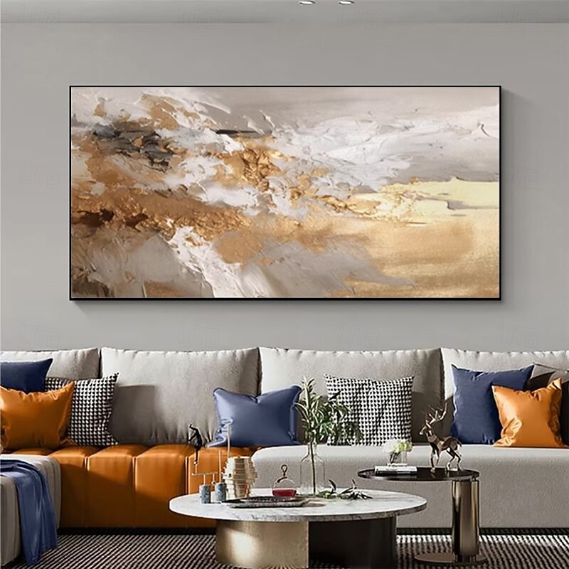 Handmade Oil Painting Canvas Wall Art Decoration Modern Texture Gold Abstract for Living Room Home Decor Rolled Frameless Unstretched Painting