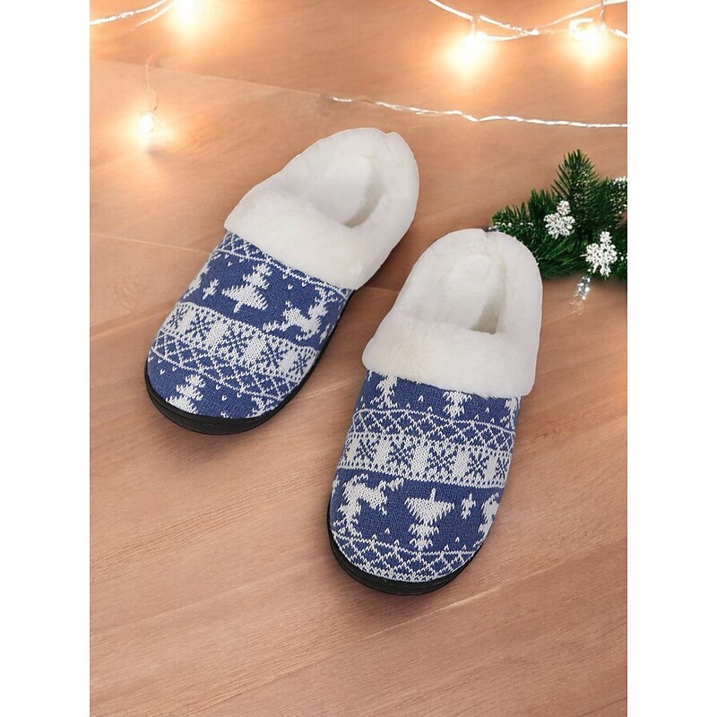 Women's Cozy Fleece-Lined Slippers with Non-Slip Sole and Festive Pattern - Perfect for Christmas and Holiday Season Relaxing at Home4