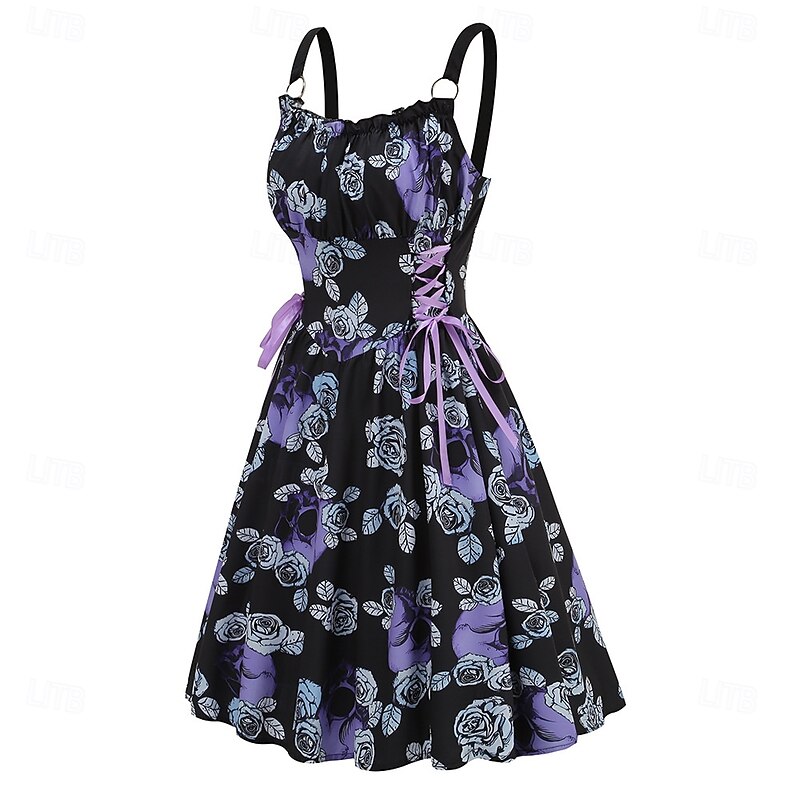 Elegant Retro Vintage 1950s Dress Masquerade Flower / Floral Fancy Dress Women's Carnival New Year Masquerade Casual Daily Bachelorette Party Adults' Dress3