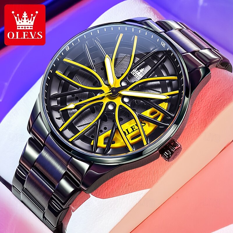 OLEVS Men Quartz Watch Creative Fashion Casual Wristwatch Luminous Waterproof Decoration Steel Watch