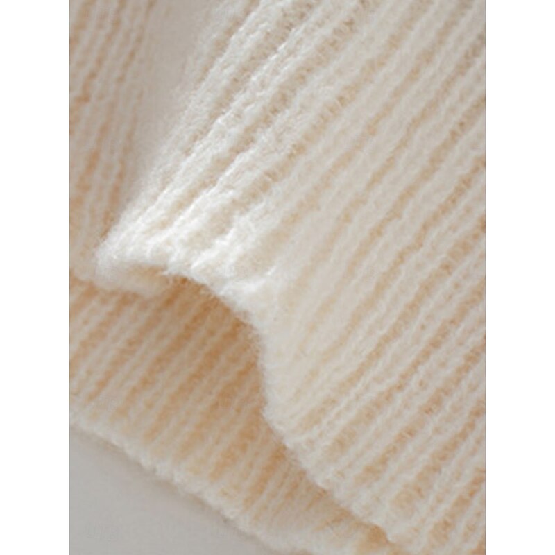 Women's Sweater Casual Soft Striped Ribbed Crew Neck Knitted Long Sleeve Regular Tops Knit Outdoor Daily Weekend Black Coffee Fall Winter3