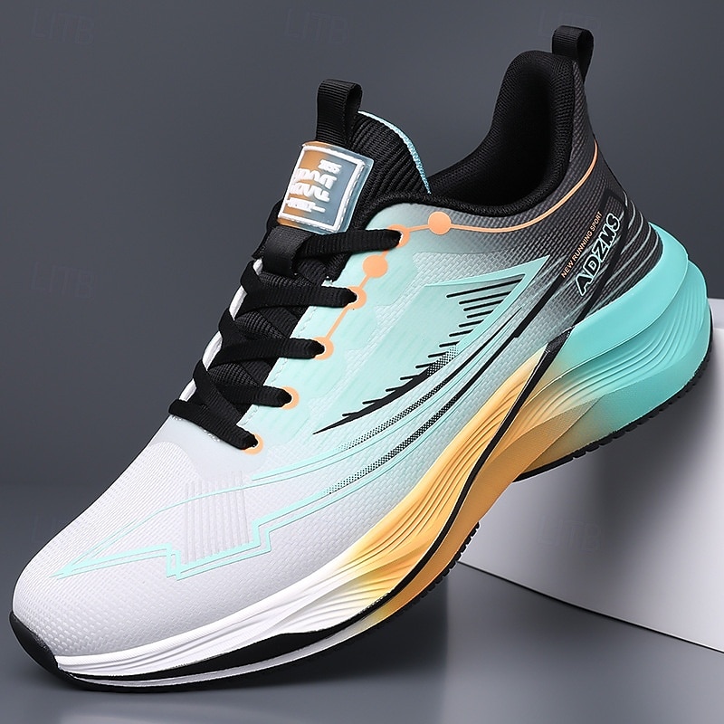Men's Gradient Running Shoes – Lightweight Cushioned Athletic Sneakers in Black, Purple & Orange for High-Performance Sports