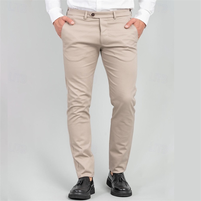 Men's Dress Pants Tapered pants Trousers Chinos Pocket Plain Comfort Soft Full Length Outdoor Business Daily Fashion Classic Style Navy Blue Green Micro-elastic4