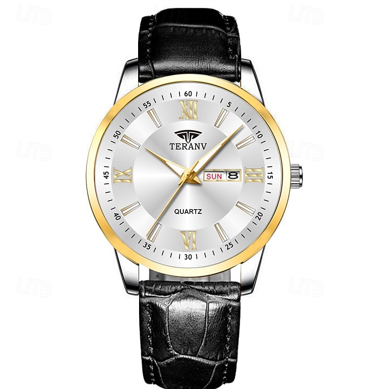 1 New Fashion Trend Men'S Business Quartz Watch Calendar Week Display Life Travel Luminous Leisure Sports Men'S Wristwatch Gift Gift Ideal Choice2