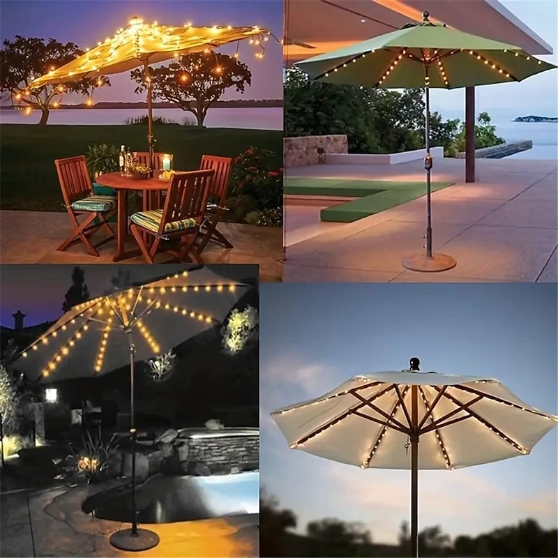 Umbrella Lights Outdoor Lighting Solar String Lamp 8 Mode Battery Operated Waterproof For Patio Courtyard Garden Decor3