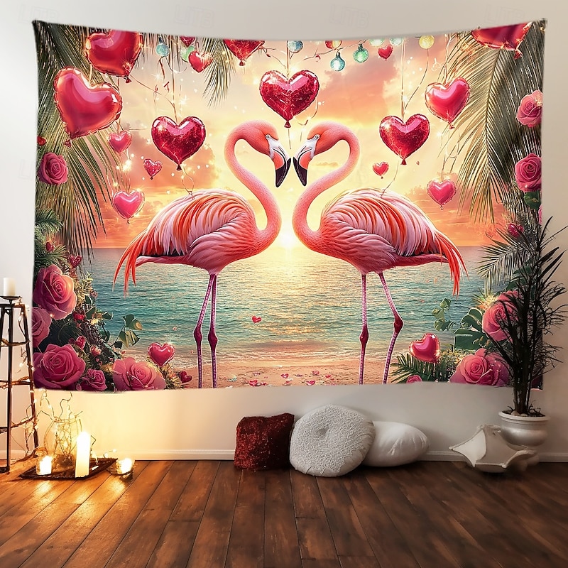 Wedding Decorations Backdrop Photograph Wall Hanging Large Tapestry Art Mural Decor Blanket Curtain Home Bedroom Living Room Decoration Flamingos2
