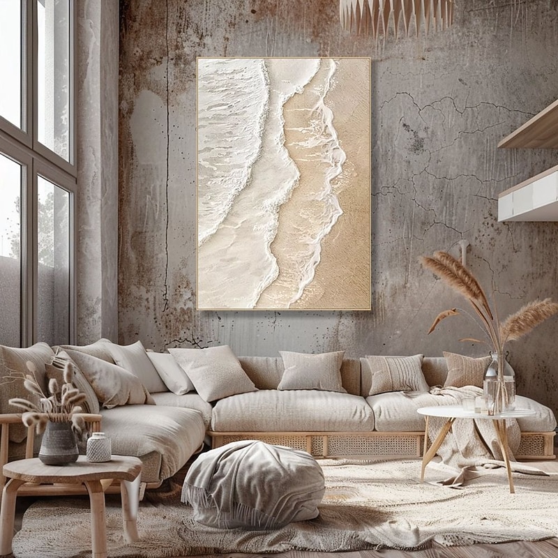 Wabi sabi art hand painted Coastal Beach Wave Oil Painting Set Large Wall Art Textured Canvas Hand Painted Ocean Seascape Modern Home Decor 3D Artwork painting christmas gift4