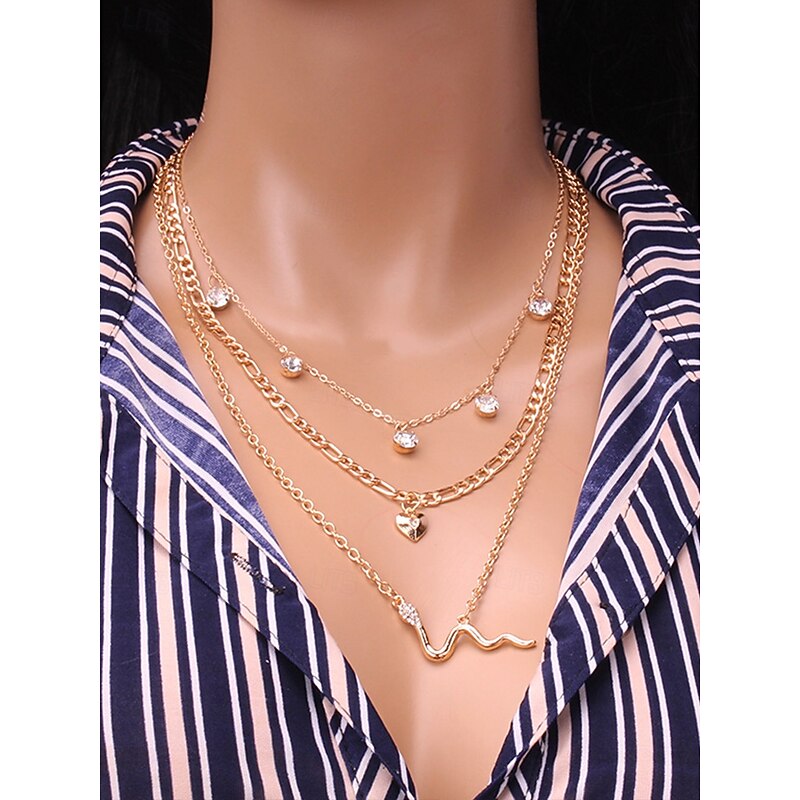 Choker Necklace Chrome Gold Women's Elegant Artistic Layered Necklace For Wedding Party Valentine's Day
