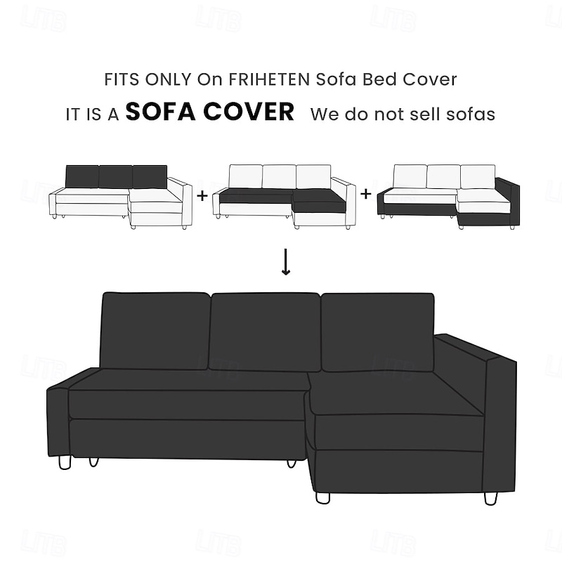 Sofa Bed Cover for Dogs,IKEA FRIHETEN Sofa Bed Sleeper Cover, Replacement Corner Couch Slipcover with Right Chaise or Left Chaise Washable Furniture Protector  FRIHETcover LITB PRIME cover3