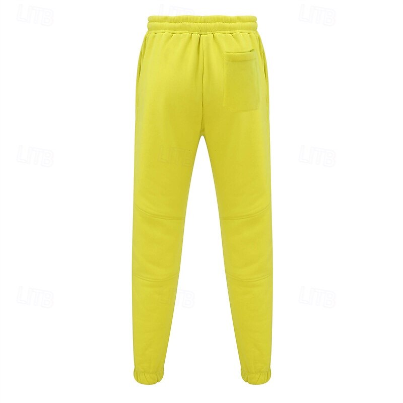 Men's Athletic Pants Sweatpants Joggers Trousers Pocket Drawstring Elastic Waist Plain Comfort Sports Outdoor Daily Fashion Casual Black Orange Micro-elastic3