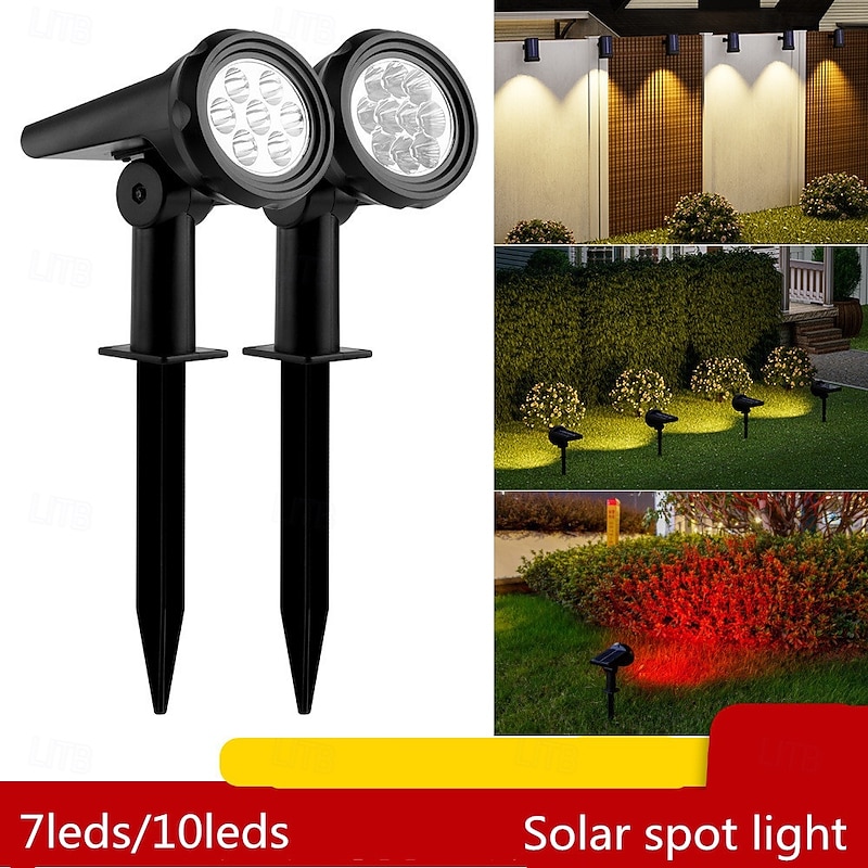 Solar Powered 7LED/10LED Waterproof Landscape Spotlight, Adjustable Outdoor Wall Light for Outdoor Patio Wall Landscape Light