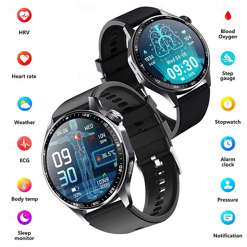 696 F210 Smart Watch 1.55 inch Smart Band Fitness Bracelet Bluetooth ECG+PPG Pedometer Call Reminder Compatible with Android iOS Men Hands-Free Calls Message Reminder IPX-0 48mm Watch Case2