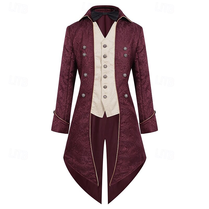 Punk & Gothic Medieval Renaissance Coat Jacket Tailcoat Prince Nobleman Fancy Dress Men's Royal Steampunk Halloween Masquerade Event / Party Masquerade Adults' Coat4