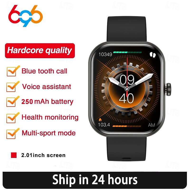 696 ZW65 Smart Watch 2.01 inch Smart Band Fitness Bracelet Bluetooth Pedometer Call Reminder Sleep Tracker Compatible with Android iOS Women Men Hands-Free Calls Message Reminder Custom Watch Face2