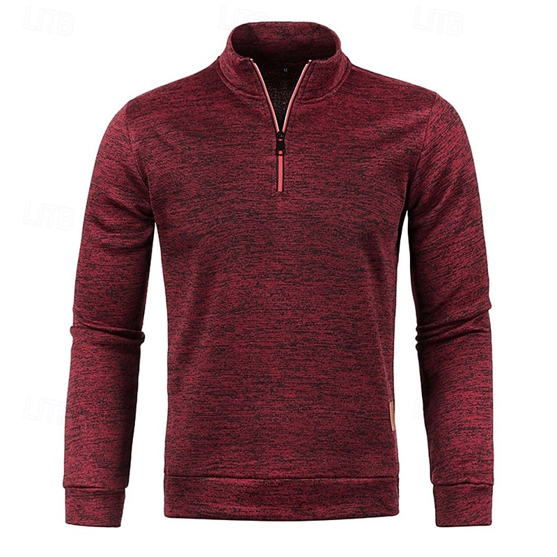 Men's Pullover Sweater Jumper Knit Sweater Quarter Zip Pullover Sweater Ribbed Knit Regular Knitted Plain Quarter Zip Fashion Basic Vacation Daily Wear Clothing Apparel Fall & Winter Black Wine L XL4