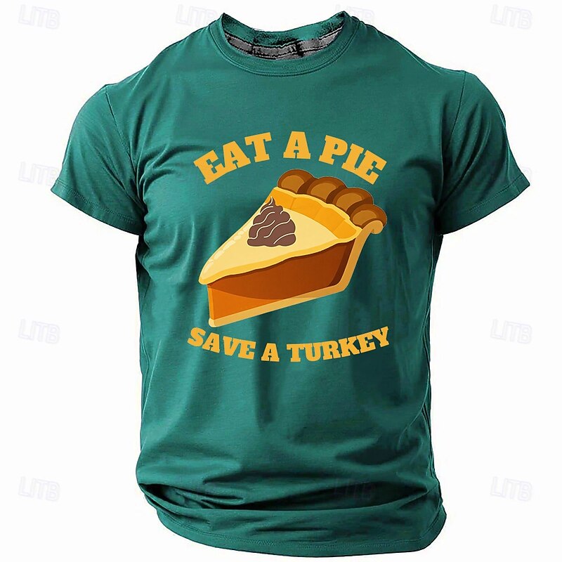 Thanksgiving Day Men's Funny Turkey T Shirt Short Sleeve T shirt 3D Print Crew Neck Shirt Retro Vintage Casual Street Style Christmas Sports Outdoor Holiday Lake Blue Black Red Spring & Summer4