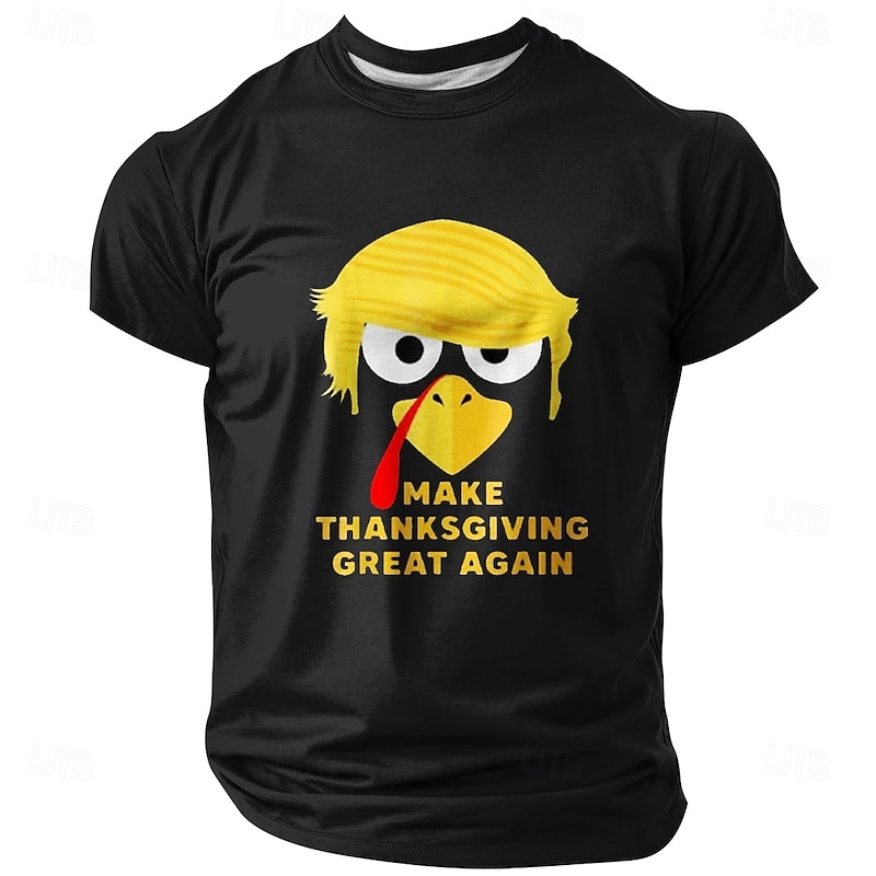 Thanksgiving Day Men's Turkey T Shirt Short Sleeve T shirt 3D Print Crew Neck Shirt Fashion Athleisure Street Sports Outdoor Daily Black Blue Brown Summer Spring Clothing Apparel S M L XL XXL XXXL4