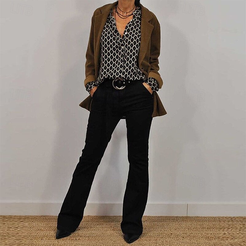 Women's Valentine Shirt Blouse Daily Casual Floral Regular Tops Long Sleeve V Neck Buttons Print Regular Fit Daily Black Pink Blue Fall Winter3