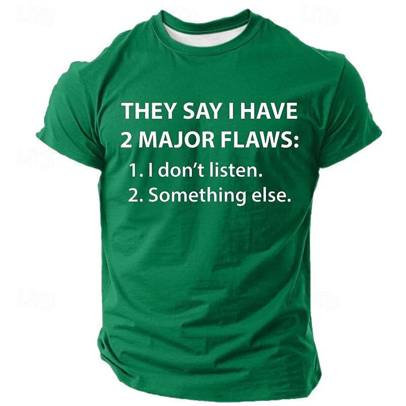 Men's Funny Slang T Shirt Short Sleeve T shirt 3D Print Crew Neck Shirt Fashion Athleisure Street Sports Outdoor Daily Blue Green Gray Summer Spring Clothing Apparel S M L XL XXL XXXL