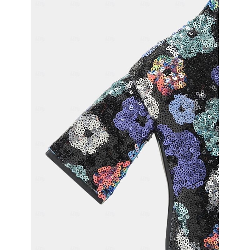 Women's Sequin Floral Ankle Boots – Glittering Platform Block Heels for Parties and Events3