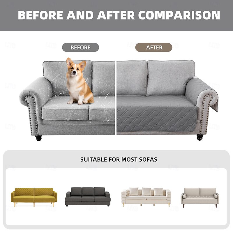 100% Waterproof Couch Covers for Dogs Pets Sofa Covers Washable Sofa Seat Covers with Side Pocket for 3 Cushion Couch Pet Couch Cover Protector Sofa Slipcovers3
