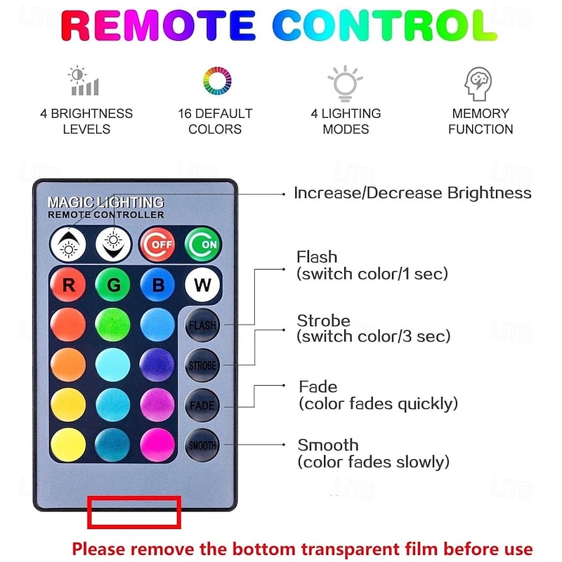 E27 A19 RGBW Color-Changing LED Bulb with Remote, 5W/10W, 16 Colors, Dimmable & Memory Function for Party, Bedroom, Outdoor 1 Pack4