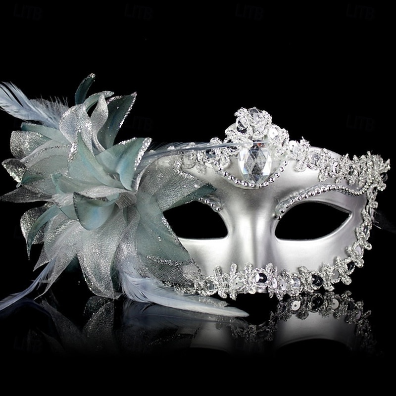 Arlecchina Halloween Venetian Mask Columbina Carnival Mask Flower Style Half Face Adults' Women's Halloween Carnival Mardi Gras Party Masquerade Carnival of Venice Easy Halloween Costumes Dress Up