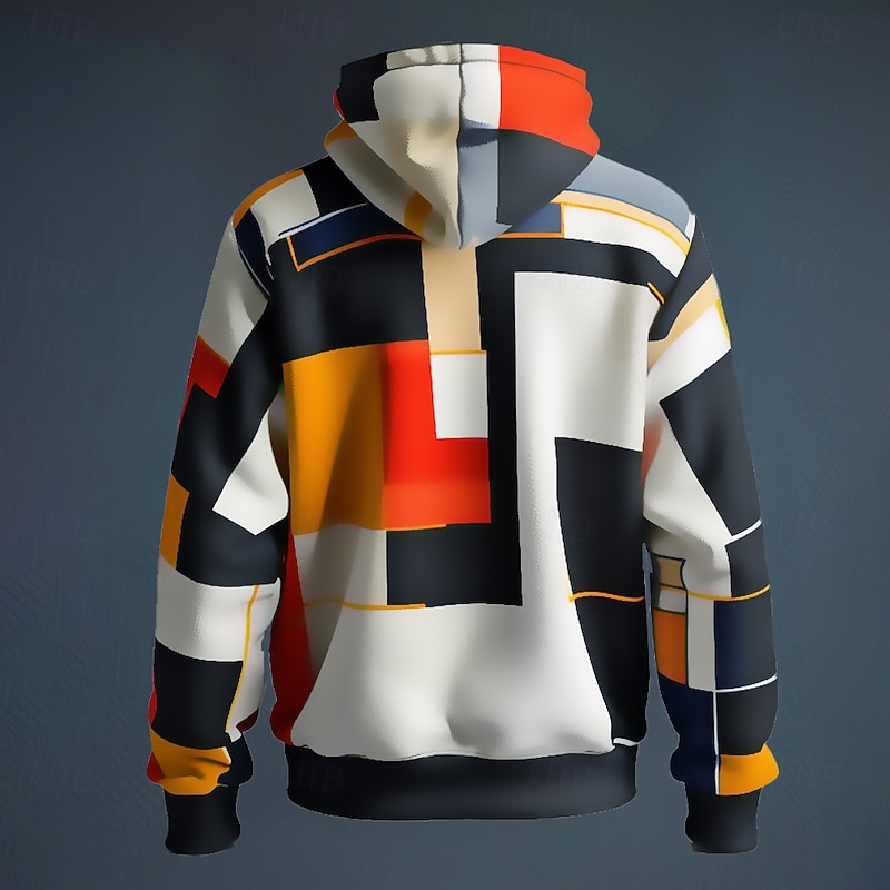 Men's Plaid Hoodies Sweatshirt Fashion Cool Long Sleeve Crew Neck Party Holiday Streetwear White Drawstring Fall Winter Designer2