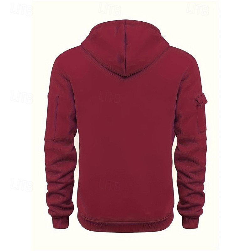 Men's Hoodie Quarter Zip Hoodie Black Wine Navy Blue Blue Brown Hooded Plain Pocket Sports & Outdoor Daily Holiday Polyester Streetwear Basic Casual Spring &  Fall Clothing Apparel Hoodies4
